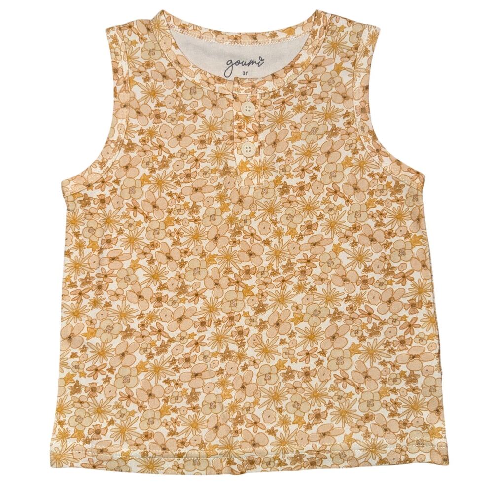 Goumi floral bamboo/cotton blend tank 3T